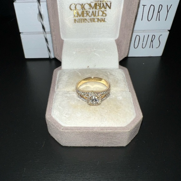 🌟14k YELLOW GOLD & 1.50ct HALO 💎DIAMOND ENGAGEMENT RING SIZE 7 - Picture 9 of 12